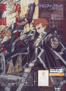 Tres with his guns NEVER misses! From Trinity Blood btw.