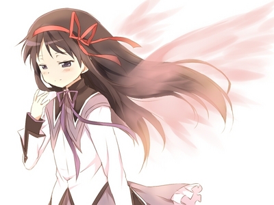  Homura Akemi from Mahou Shoujo Madoka Magica. She has a black headband, too, but it's too hard to see so I used this picture of her red headband. <3 I hope Ты like it!