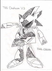  This is The Destroyer V.2 He could copy all your powers and all your skills,speed,power,strength,and flight So he is the omega sumpreme creature in the universe