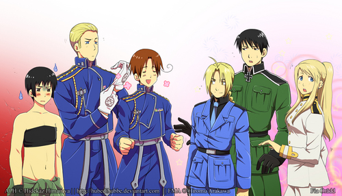  Japan, Germany and Italy of हेतालिया switching clothes with Winry, Roy and Ed of FMA!