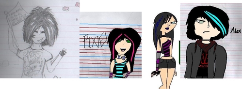 name: riley evernite
personality: random funny cool, wierd, happy, strong, pursuaisive,creatie,imaginitive,did i mention random?
gender: female
fave place: illons :)
smartness:  9 /10(10 being smartestXD*


name: dahvie moore 
personality: crazy, cool ,so very random, strong funny,epically fun to be around, musical, creative, (based from dahvie vanity XD)
genter: male
fave plac: california
smartness: 8/10

name: alex mabbitt
personality: rebel ,funny, epic , (he dosent look it but..) hyper, 
gender: male
fave place:idaho
smartness: 8/10

name: pixie radke
personality: quircy, witty, smart, random,cool,fun,epic, hyper, scene, voilent(at times, strong, rebelious, musical
gender: female
fave place: idaho
smartness: 10/10 (not a geek just extremley witty)


pic: Ill get it asap(order its in is dahvie *with flag* pixie riley and alex