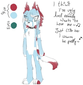  Full Name: Veau Ledoux *Name Meaning: Veau - "calf"; Ledoux - "sweet" (obviously both French) Gender: Male (often gets confused as female XD) Species: loup (no particular kind) Age: since it's school.. he's 17 in here, ok? Likes: pickled olives though only sucks/licks them not fully eating, having his alone time Dislikes: outrages of himself and/or others, very loud noises, people tugging at his hair Relationship: Single, and not really keen on it either Image Credit: Me (Zenzes) *Design Credit: A friend xP Motto(s): "..." / "Anger is one letter short of danger."