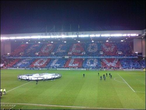  Glasgow cause i live there and Rangers FC is there!:) Rnagers FC play at Ibrox and the stadium is below: Its on a european night!