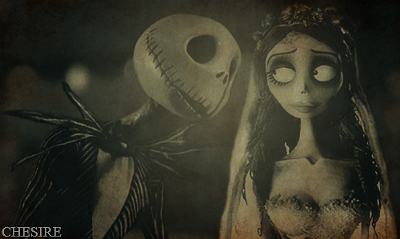 Here's mine. :)
Jack Skellington (The Nightmare Before Christmas) and Emily (Corpse Bride)

Oh by the way, I made a contest too in the forum page. :) -- <a href="http://www.fanpop.com/spots/disney-crossover/forum/post/152397/title/crossover-contest-round-1-favorite-disney-male-female">Crossover Contest</a>