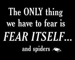  Well actually the only thing te have to fear is fear itself... and spiders.