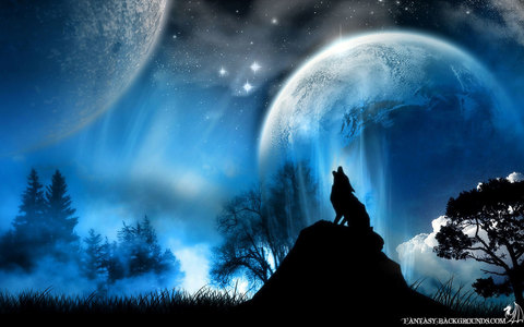 Here is a sky, moon and wolf pic =]