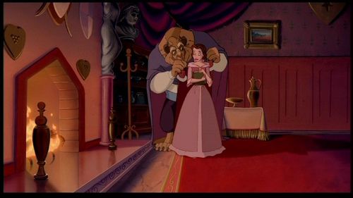 Beauty and the beast: Its the inside that counts, 
Be kind to other and they will be kind to you.

Aladdin: Be yourself,
You dont have to be rich to be important =)