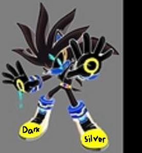  Name:Darksilver hedghog Species:Hedgehog Eye colour:light blue Hair colour:black Personality:like normal silver only this silver is from a differnt deminsion Biggest wish:to have his great great grandson to meet him Why u want to be her BF:Im lonly and need a friend Pic:below