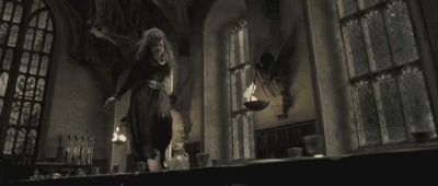 ♫I killed Sirius Black I I killed Sirius Black♪

or

How dare you speak his name! YOU FILTHY HALF BLOOD.