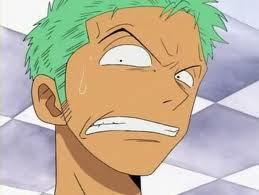  I remember this when Zoro met Tashigi again..Well must be saying in his mind:Who the HECK R U?!