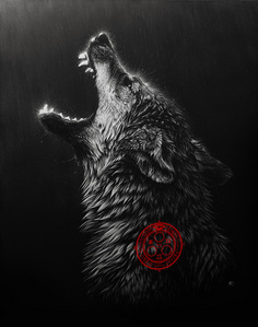 Me as a wolf crying after a hurtful discovery. (I did not do this I only put the symbol on.)