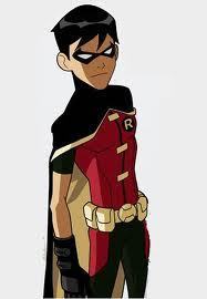  Robin was already dressed in his costume.