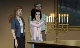  In X-men: Evolution, episode On Angel's Wings it is a Krismas episode, and one of the last scenes of the episode is Kitty and her parents lighting the menorah because they are Jewish.