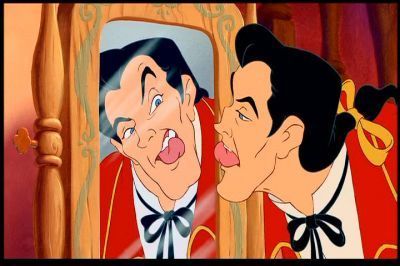  Am I pretty says Gaston for me ah NO LOL. Here is the original Beauty & the Beast scene where Gaston is checking out his teeth. Yes they are perfect the way they are.