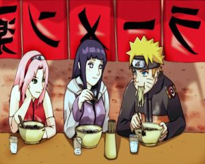 Naruto and the girls at the Ramen Shop
