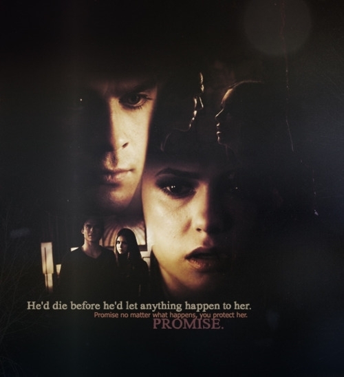  Damon promised to protect her, which therefore means that he will be with her for most, if not, all the scenes with Elena!