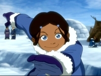  A younger Katara throwing a snowball at her brother Sokka detik before the api Nation raid that killed her mother.