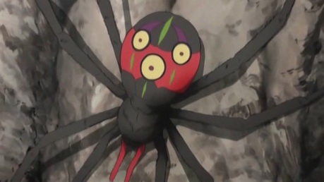  voice: turn around. *you turn around to see a паук with three eyes on it's abdomen.)