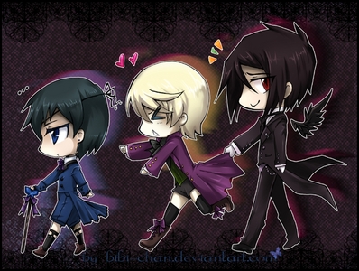  (from left to right) ciel phantomhive alois trancy and sebastian michealis of 《黑执事》 I and II