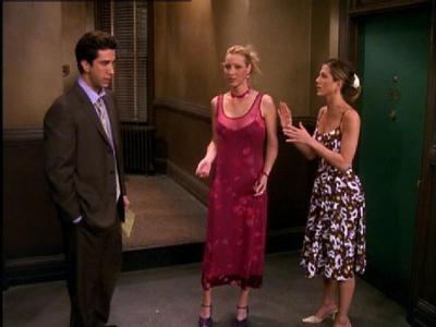  Ross: Is Monica here? Rachel: She's cleaning her dress. Why? Ross: I think Chandler's gone, he left t