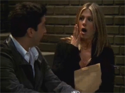 Ross: How did the date go?
Rachel: Well I have a bag full of candy, take a guess
Ross: What happened?
