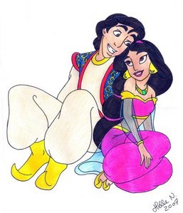 is this ok shes with Aladdin but she wearing pink this belongs tohellenielsen82  from deviantart
 fin
