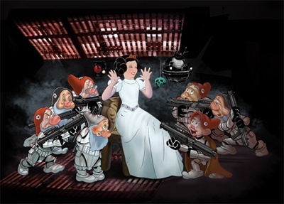 That picture is fine, aiemerrysirius!
Here is Snow as Leia
Now find a pic of Belle and Aurora weari