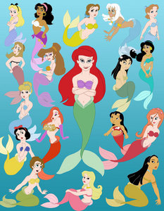 Oh here is the picture with all the disney girls as mermaids