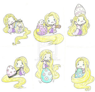  Here she is painting some eggs and playing with them. Find the 디즈니 Princesses complaining about th