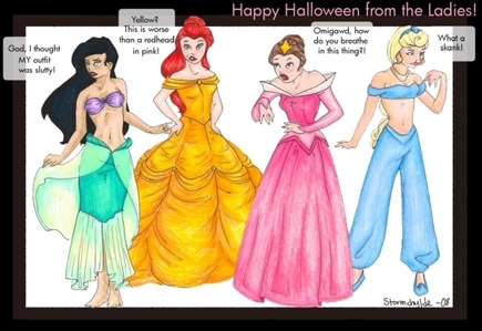 this okay? If its okay find Rapunzel dressed up for halloween looking in a mirror with Flynn as a gho