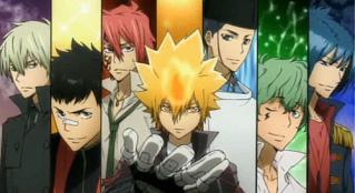 Vongola Primo and his Guardians.
How wonderful and sexy they are...