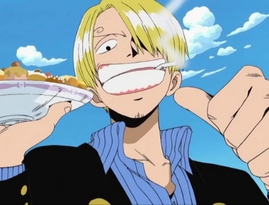Hehe Sanji looks so awesome in this one! and I want some of those sweets he has in that plate!8)