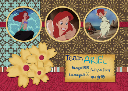[u]The REAL Team Ariel submissions:[/u]

"We're not Guppies!"
"Darling Determined Daydreamers"
"The G