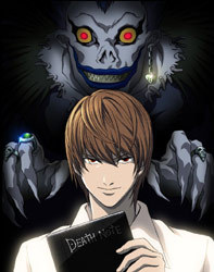  In this pic its Light with his shinigami Ryuk behind him and he is holding death note