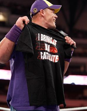 here's the pic of john cena with 'i bring it via satellite' t-shirt
^__^
next johnny cena funny face