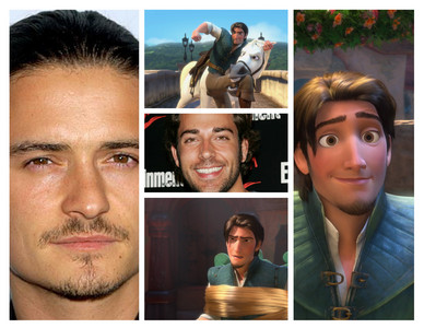  Orlando Bloom & Zac Levi (voice actor for Flynn Rider)Idk why but they look an awful lot like him. I
