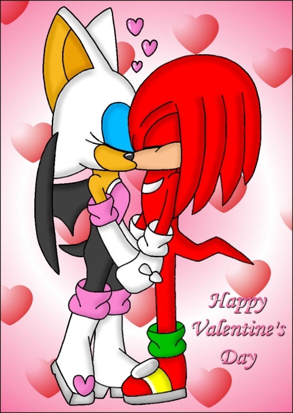 Knuckles and Rouge Fan Art: Knuckles and Rouge Kissing.