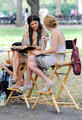 Jessica Szohr and Katie Cassidy on Set, August 17, 2010 - gossip-girl photo