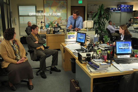 Phyllis, Dwight, Jim, and Pam (Season 7 Promo Photo)