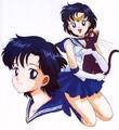 Sailor Mercury/ Ami with Luna - sailor-mercury photo