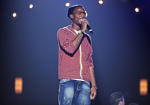  B.o.B rehearses at the Nokia Theater for the 2010 音乐电视 VMAs.