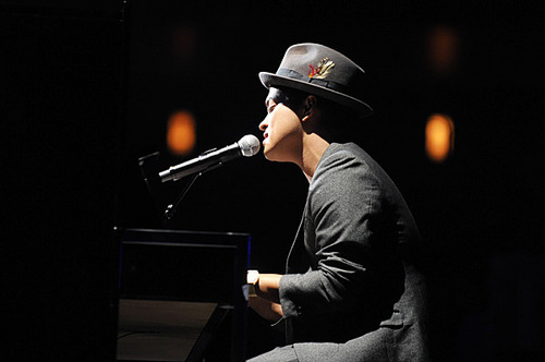 Bruno Mars rehearses at the Nokia Theater for the 2010 MTV VMAs. 