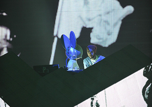 House artist deadmau5 rehearses at the Nokia Theater for the 2010 MTV VMAs