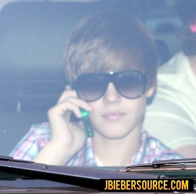 Justin on his phone