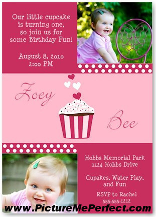  cupcake Birthday Invitation