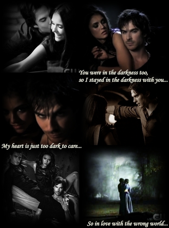 vampire diaries damon and elena kissing. Damon amp; Elena/Katherine