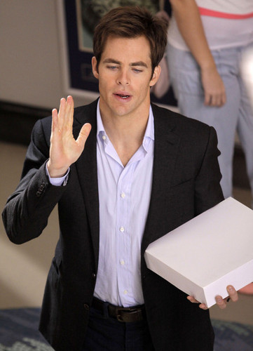  Chris on The Set Of 'This Means War'