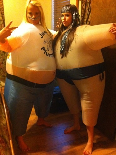  Payton & Caitlin Beadles Wrestling In Their Fat suits