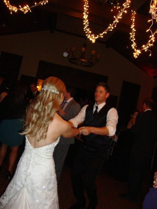 Jensen with his sister at her wedding