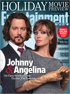 Johnny Depp and Angelina Jolie for 'The Tourist' E W. cover